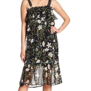 Bobeau Size M Tropical Floral Print Chiffon Dress
